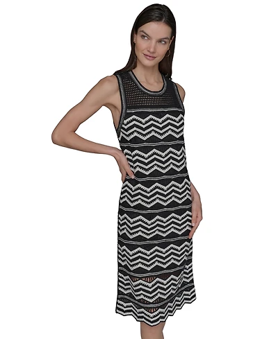 Karl Lagerfeld Paris Women's Sleeveless Chevron Knit Dress