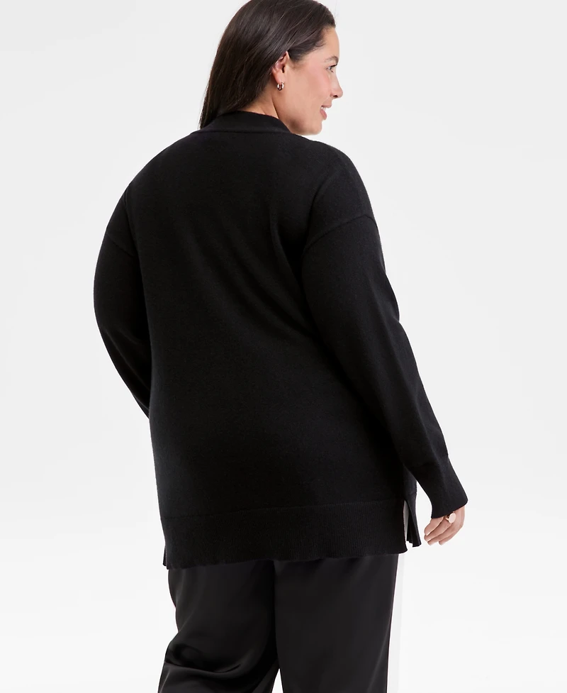 Charter Club Plus 100% Cashmere Button-Front Cardigan, Macy's Exclusive