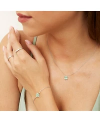 Spero London Four Leaf Clover Sterling Silver Necklace - Green