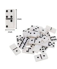 We Games Double 6 Marbleized Dominoes in Magnetic Wooden Travel Box, White Color