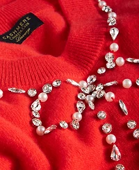 Charter Club Women's 100% Cashmere Embellished Bow Sweater, Macy's Exclusive