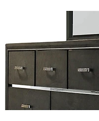 Kings Brand Furniture Oceana Gray Wood 7-Drawer Dresser with Mirror