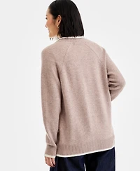 Charter Club Women's 100% Cashmere Tipped Shawl-Collar Boyfriend Cardigan, Macy's Exclusive