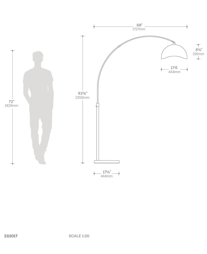 Nova of California 92" Metal Luna Bella Arc Floor Lamp