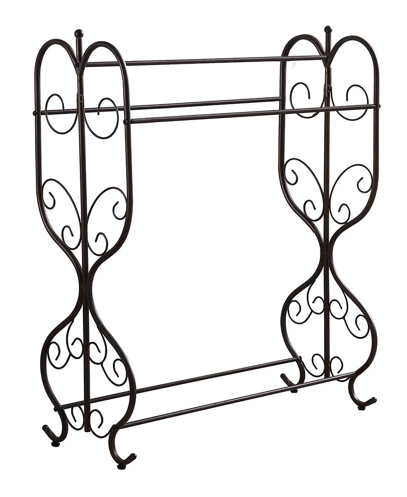Kings Brand Furniture Freestanding Pewter Metal Towel Rack Stand with 3 Bars for Bathroom, Laundry Room, Blanket Rack