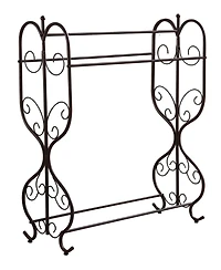 Kings Brand Furniture Freestanding Pewter Metal Towel Rack Stand with 3 Bars for Bathroom, Laundry Room, Blanket Rack