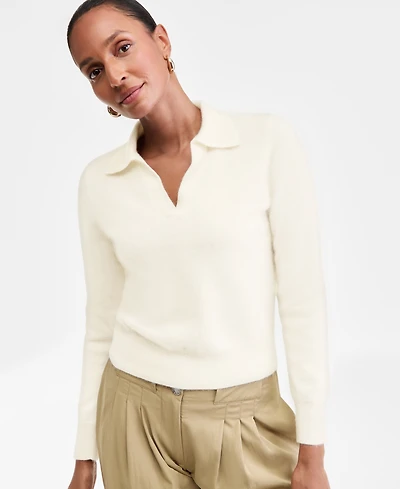 Charter Club Women's Brushed 100% Cashmere Collared Sweater, Macy's Exclusive