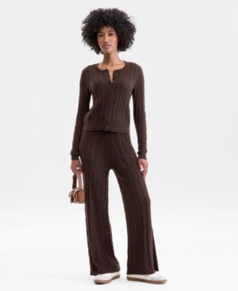 Charter Club Womens Cashmere Cable Knit Cardigan Sweater Pull On Pants Exclusively At Macys