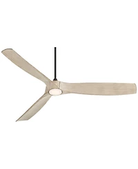 Casa Vieja 70" Kona Wind Indoor Outdoor Ceiling Fan 3 Blade Led Light Remote Control Black Finish Distressed White Oak Blades Dc Motor Damp Rated