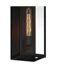 Cornell 18" High Modern Industrial Outdoor Wall Light Fixture Mount Porch House Exterior Outside Box Edison Bulb Sand Black Clear Glass Shade Fro