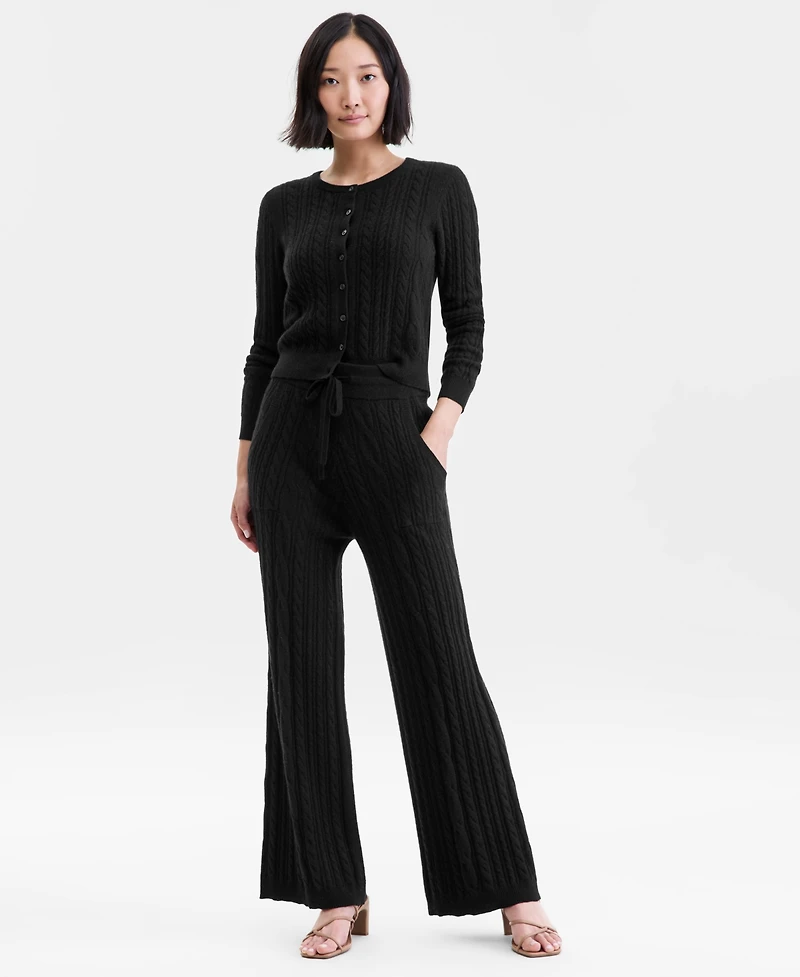 Charter Club Women's 100% Cashmere Cable-Knit Pull-On Pants, Macy's Exclusive