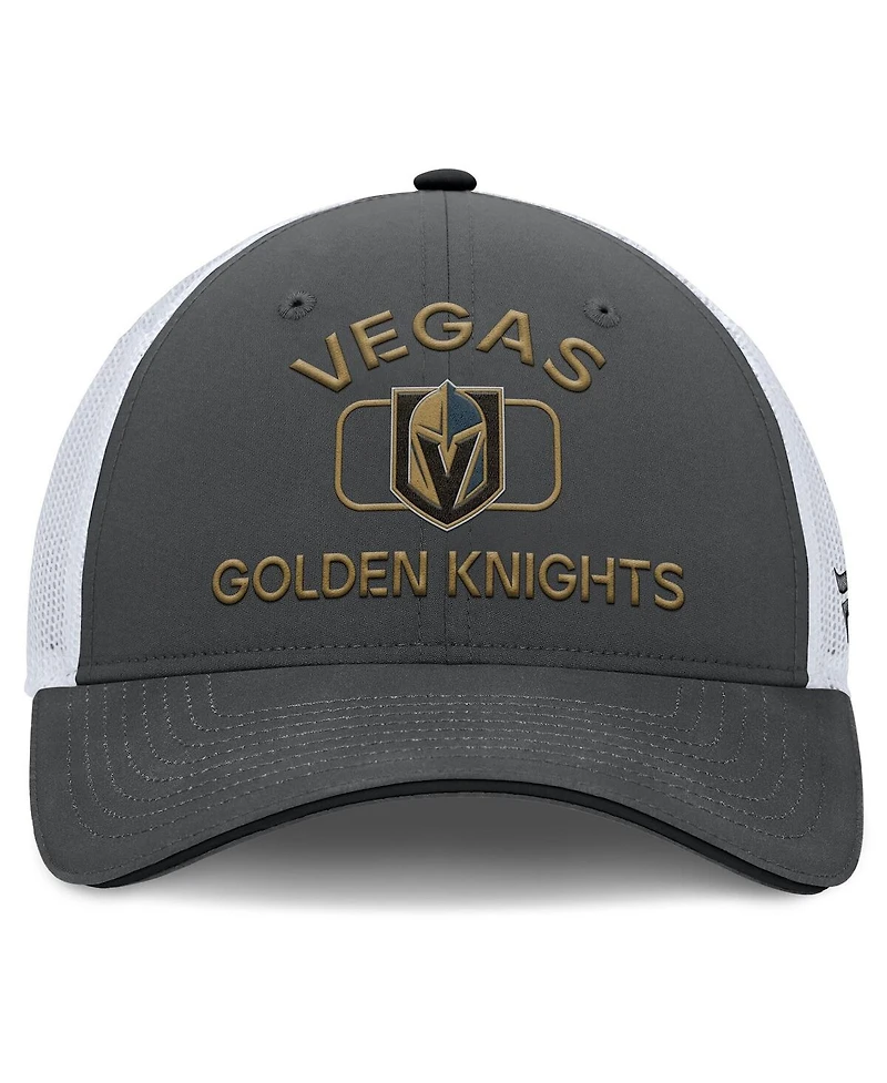 Fanatics Men's Gray/White Vegas Golden Knights Authentic Pro Rink Trucker Hat
