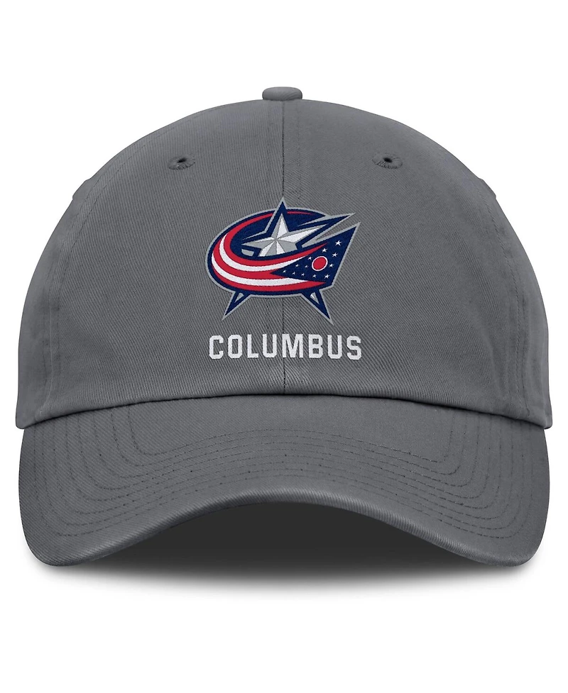 Fanatics Men's Charcoal Columbus Blue Jackets Washed Adjustable Hat