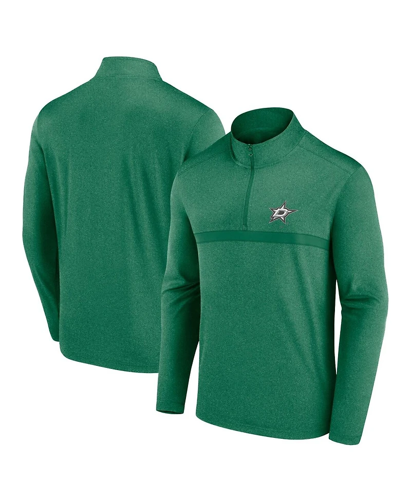 Logo Athletic Men's Heather Kelly Green Dallas Stars Head-to-Head Raglan Quarter-Zip Sweatshirt