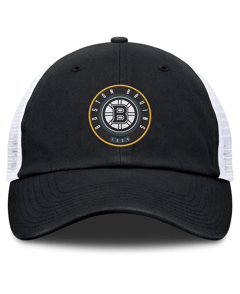 Fanatics Men's Black/White Boston Bruins Averie Trucker Adjustable Hat