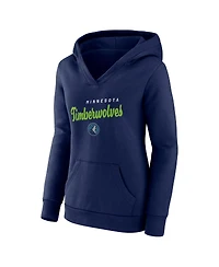 Logo Athletic Women's Navy Minnesota Timberwolves Triumphant V-Neck Pullover Hoodie