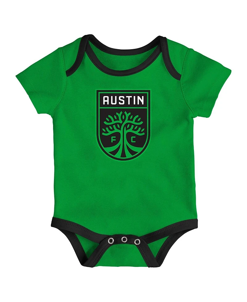 Outerstuff Newborn 3-Pack Green/Heather Gray Austin Fc Loyal Buddies Bodysuit Set