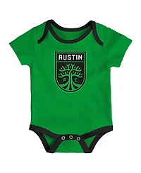 Outerstuff Newborn 3-Pack Green/Heather Gray Austin Fc Loyal Buddies Bodysuit Set