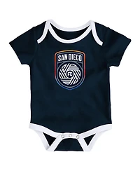 Outerstuff Newborn 3-Pack Navy/Heather Gray San Diego Fc Loyal Buddies Bodysuit Set