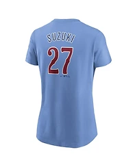 Nike Women's Seiya Suzuki Baby Blue Chicago Cubs Fuse Name Number T-Shirt
