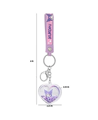 Kuromi Heart Keychain with Purple Strap and Floating Charm