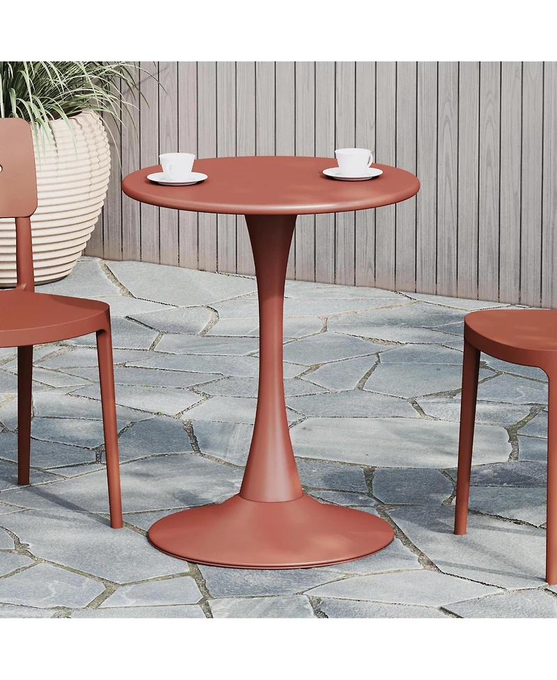 23.5" Round Outdoor Indoor Metal Cocktail Dining Table