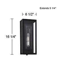 Possini Euro Design Double Box Modern Outdoor Wall Light Fixture Black Metal 16 1/2" Clear Glass for Post Exterior Barn Deck House Porch Yard Pat