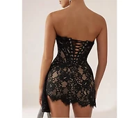 Heiress Beverly Hills Women's Lace Corset Draped Mini Dress