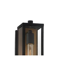 Berk Modern Outdoor Wall Light Fixtures Set of 2 Textured Black Gold Metal Box Frame 16" Clear Glass Panels for Post Exterior Barn Deck House Por