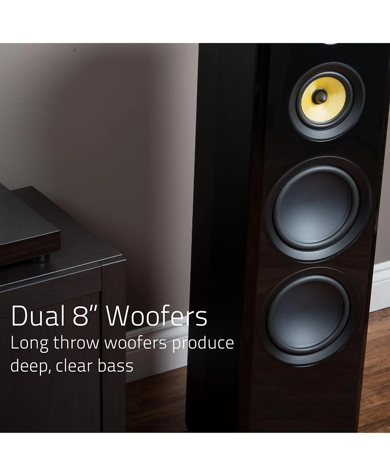 Fluance Signature HiFi 3-Way Floorstanding Tower Speakers with Dual 8" Woofers for 2-Channel Stereo Listening or Home Theater System