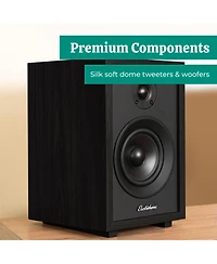 Electrohome McKinley 2.0 Stereo Powered Bookshelf Speakers with Built-in Amplifier and 4" Drivers for Turntable, Tv, Pc Wireless Music Stream