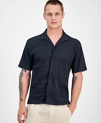 Sun + Stone Men's Alessio Short Sleeve Textured Knit Button-Front Camp Shirt, Exclusively at Macy's
