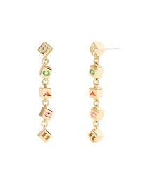 Coach Multi-Colored Signature Logo Enamel Cube Linear Earrings