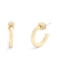 Coach Gold Signature Quilted Cube Chubby Hoop Earrings