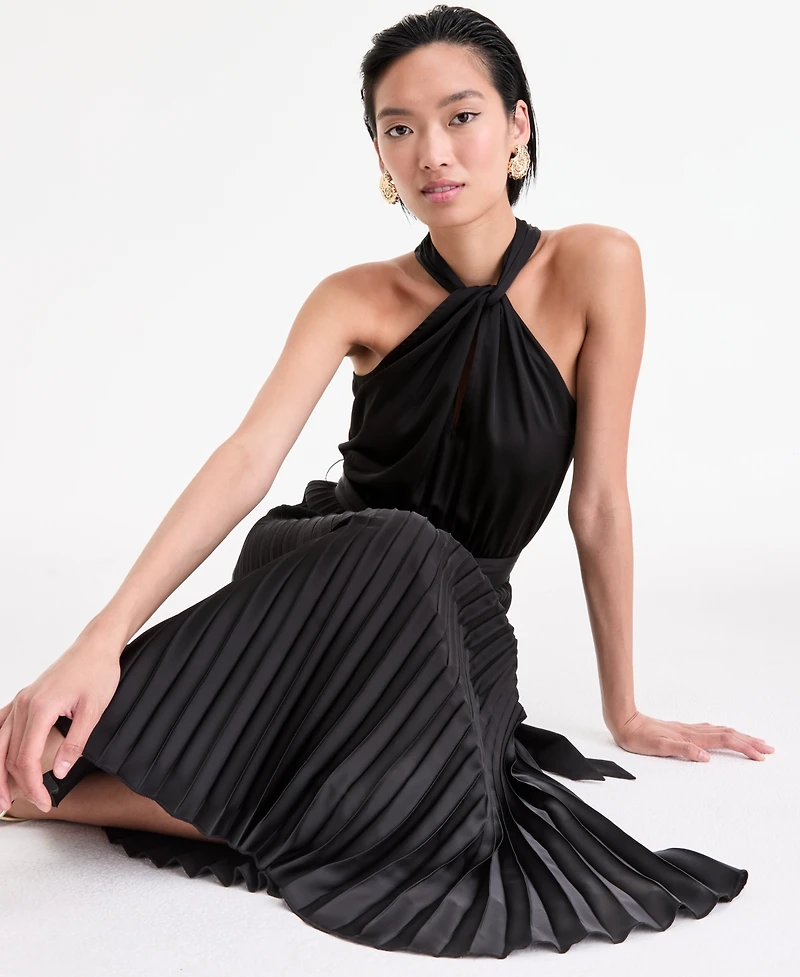 I.n.c. International Concepts Women's Pleated Halter Dress, Exclusively at Macy's