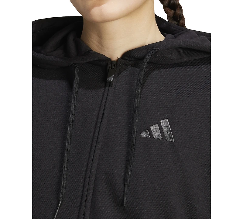adidas Women's Animal-Print 3-Stripe French Terry Zip Hoodie