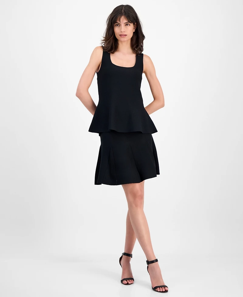 T Tahari Women's Square-Neck Peplum-Hem Sleeveless Top