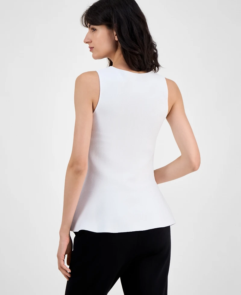 T Tahari Women's Square-Neck Peplum-Hem Sleeveless Top