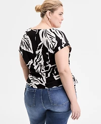 I.n.c. International Concepts Plus Printed Adjustable-Side-Tie Top, Exclusively at Macy's