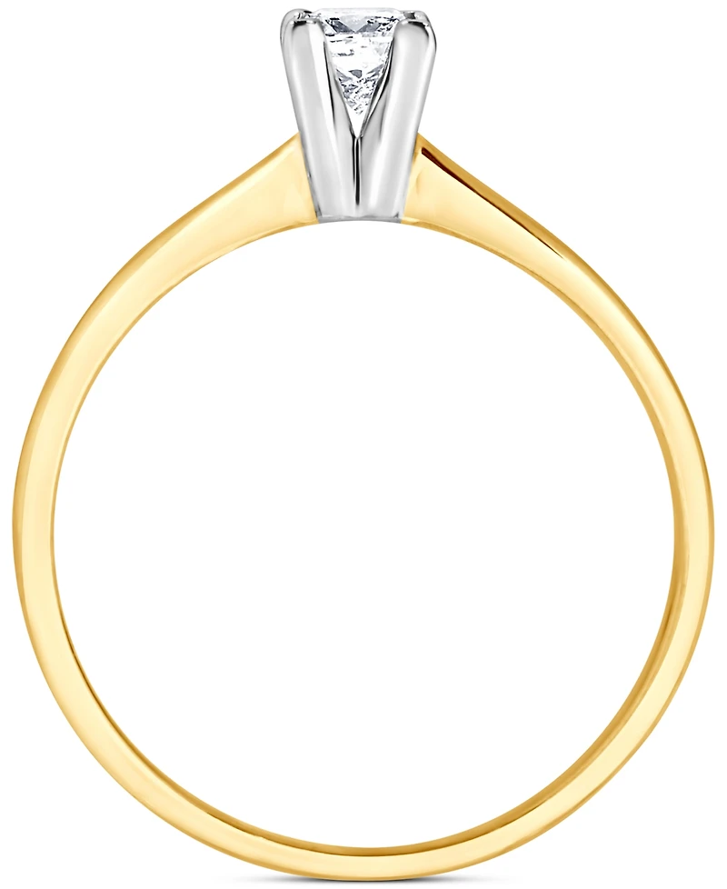 Diamond Princess Cut Solitaire Ring (1/4 ct. t.w.) in 14k Two-Tone Gold
