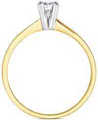 Diamond Princess Cut Solitaire Ring (1/4 ct. t.w.) in 14k Two-Tone Gold