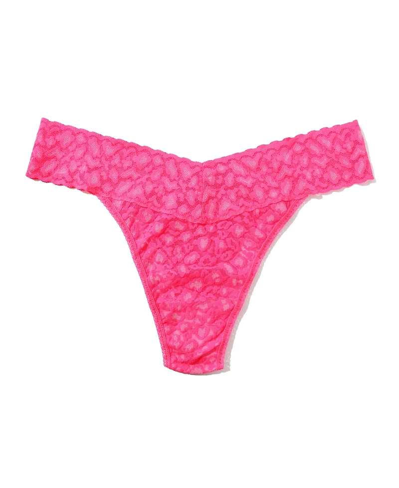 Hanky Panky Women's Leopard Lace Original Rise Thong Underwear 7I1101