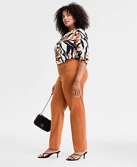 I.n.c. International Concepts Plus Mid-Rise Pull-On Straight-Leg Pants, Created for Macy's