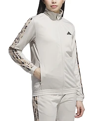 adidas Women's Animal-Print Stripe Tricot Track Jacket