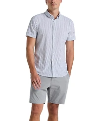 Perry Ellis Men's Slim Fit Short Sleeve Geo Print Button-Down Shirt