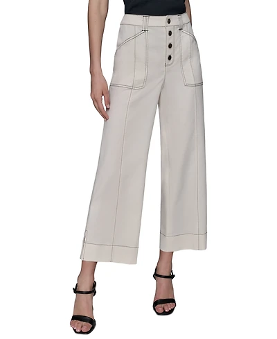 Karl Lagerfeld Paris Women's Stitch-Trimmed Cropped Pants