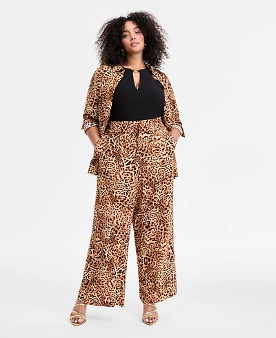 I.n.c. International Concepts Plus Cheetah Printed High-Rise Pants, Exclusively at Macy's