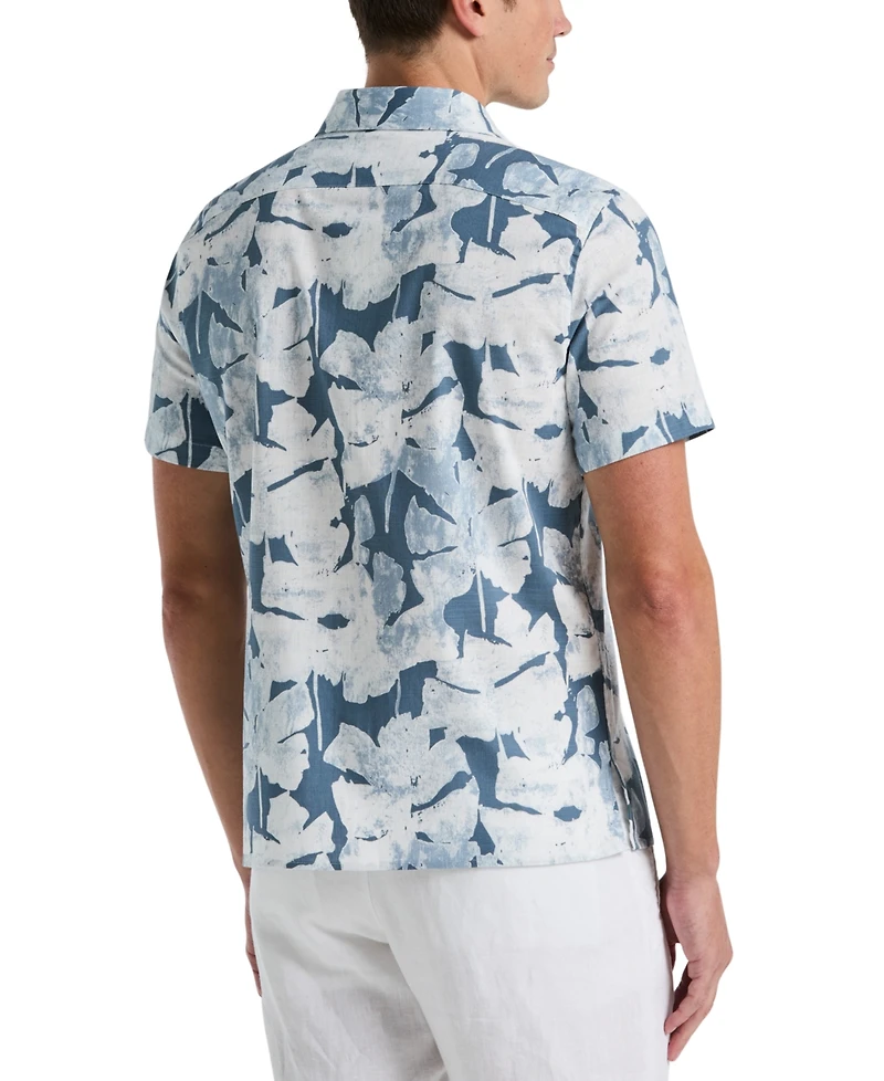Perry Ellis Men's Short Sleeve Leaf Print Button-Front Shirt