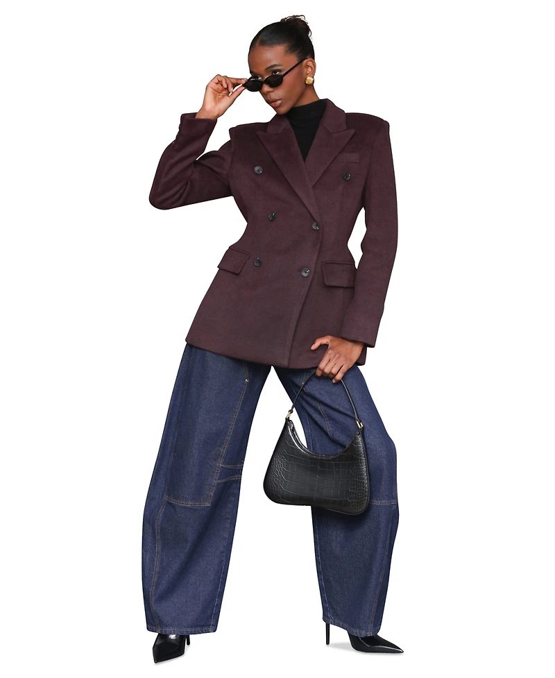 Avec Les Filles Women's Notched-Collar Blazer Coat