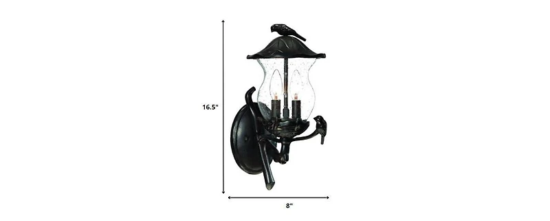 Bird Detail Lantern Wall Light – Decorative Wall Fixture for Garden & Yard